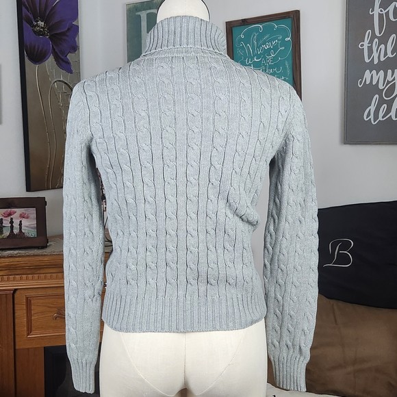 Tommy Hilfiger Grey Cable Knit Turtleneck Sweater XS - Picture 2 of 4